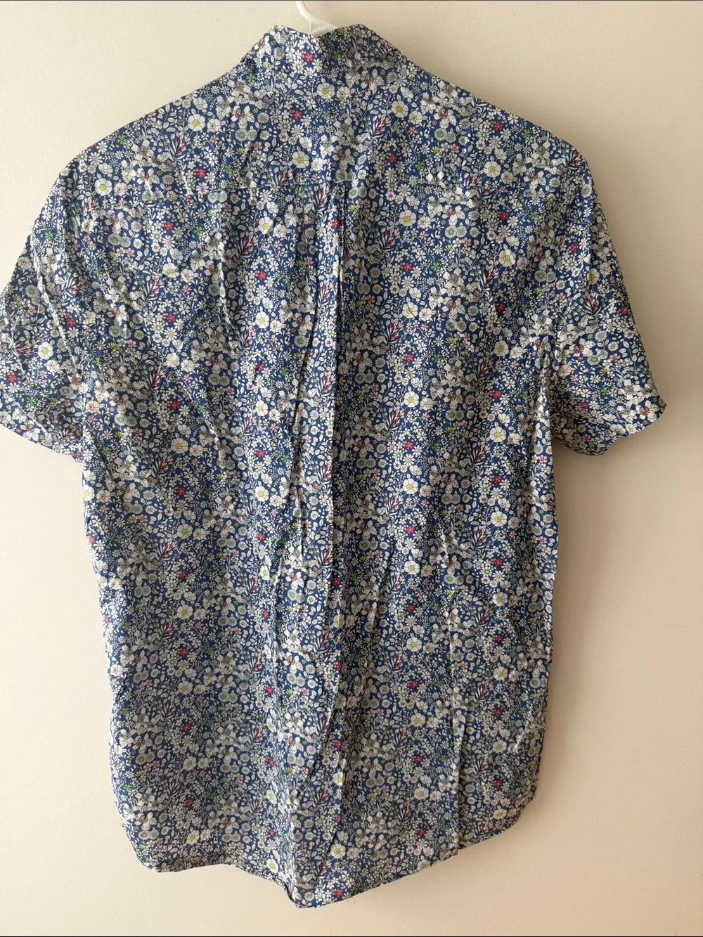 J. Crew Navy Floral Short-Sleeve Button-Down Shirt